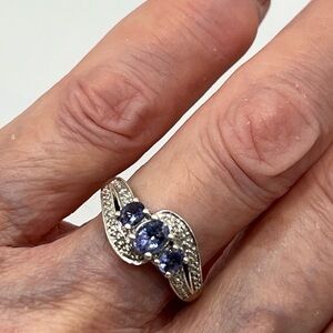 3-Stone AAA Oval Tanzanite Ring set in Platinum over S925